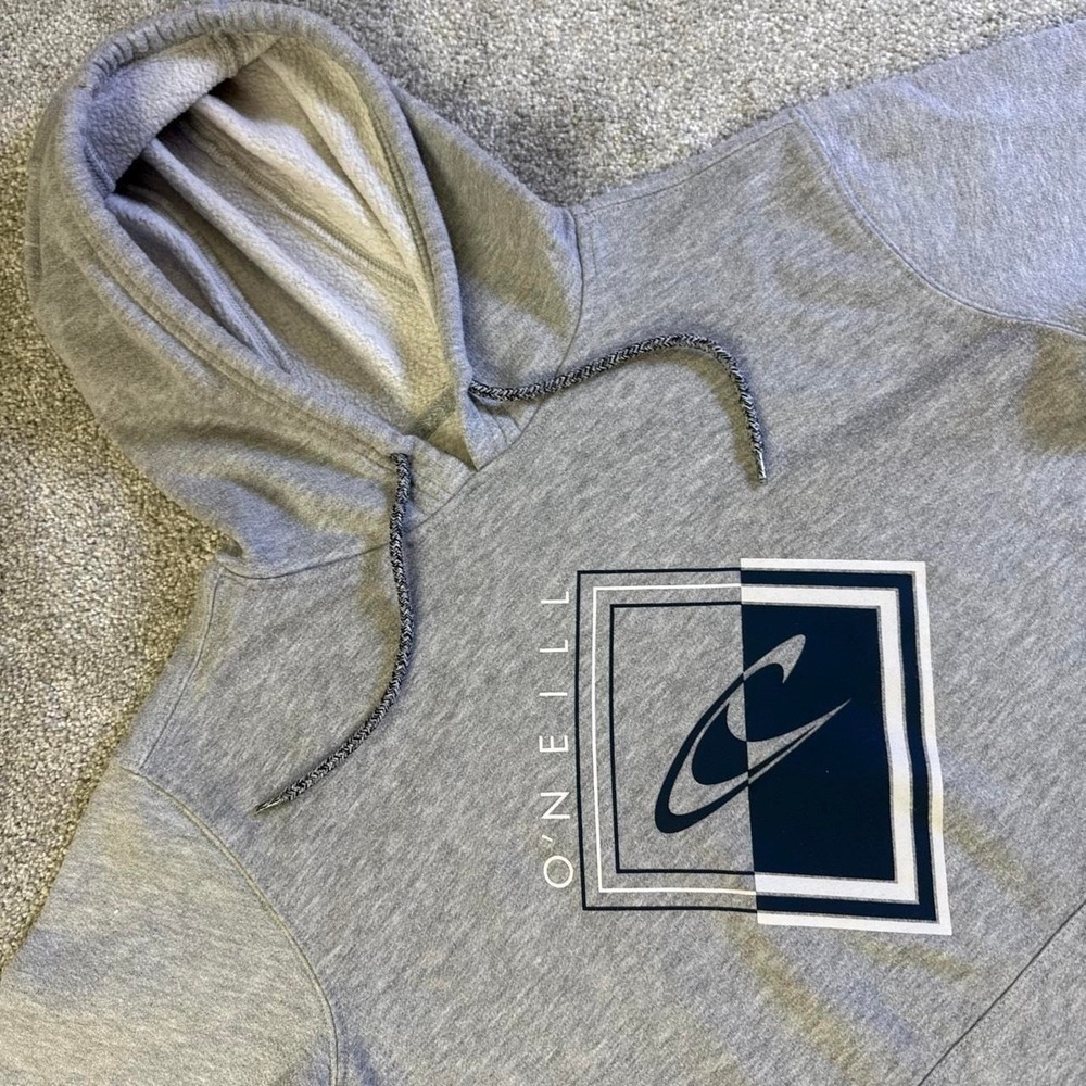 O'Neill Gray Hoodie Men's Surf Skate Pullover Sleeve Logo Sweatshirt